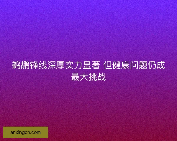 鹈鹕锋线深厚实力显著 但健康问题仍成最大挑战